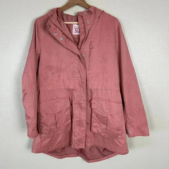 Levi's Longline Utility Rain Jacket Barbiecore Pink Medium - Picture 3 of 7